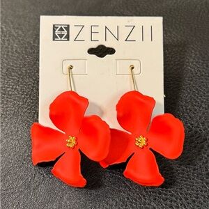 NWT ZENZII Red‎ Floral Earrings